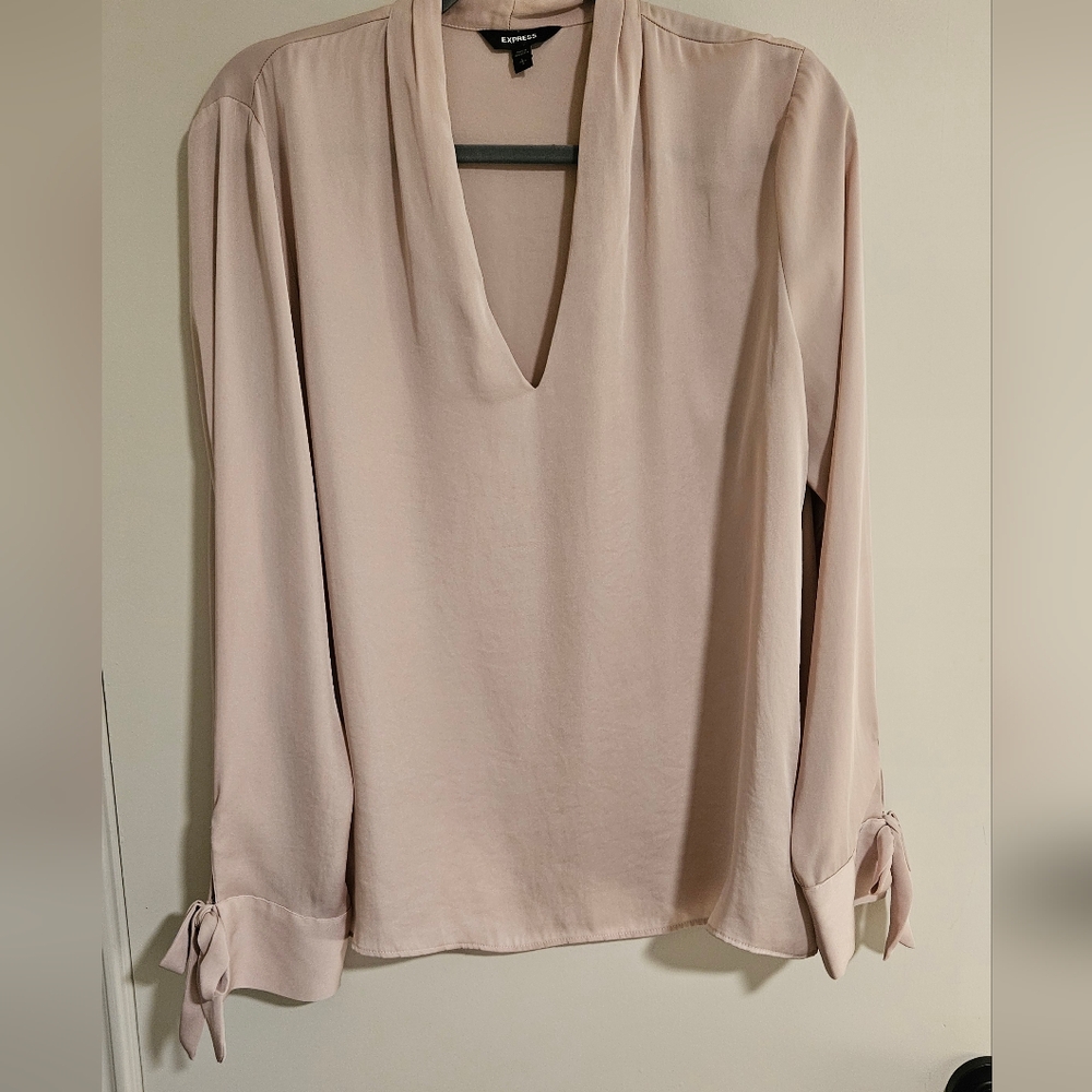 Express Blush Pink V-Neck Blouse